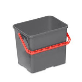 Seau plastique gris 6 lt ECOGREEN (anse rouge)