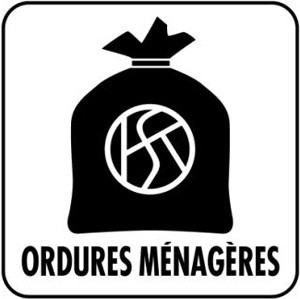 Autocollant ORDURES MENAGERES p/ container 30 x 30 cm