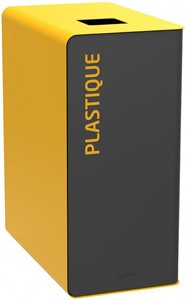 Poubelle borne TRI SELECTIF 65 lt CUBATRI PLASTIQUE gris/jaune