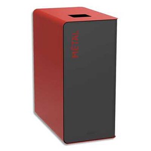 Poubelle borne TRI SELECTIF 65 lt CUBATRI METAL gris/rouge