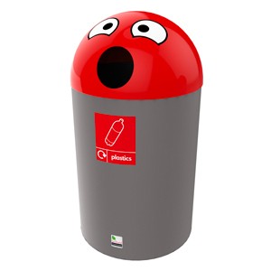 Poubelle TRI SELECTIF éducative 75 lt. avec bac (Sourire / Rouge)