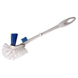 Brosse WC avec retour et nettoie-rebord BLEU