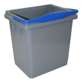 Seau plastique gris avec poignée bleu 4lt