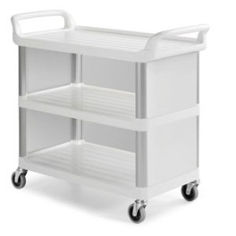 Chariot de service SILVER gris 3 étagères avec 3 façades